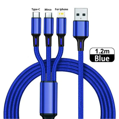 3-in-1 USB Kabel Type C – Universele Oplaad- en Gegevenskabel