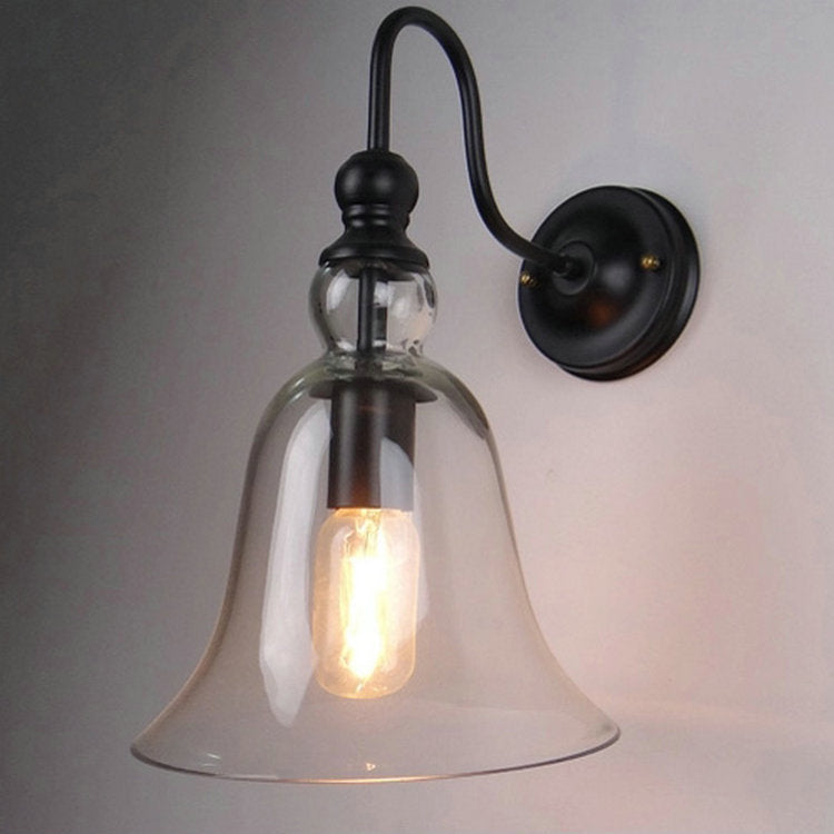 VintageGlow - Industrial wall lamp in vintage style with one clear glass clock 