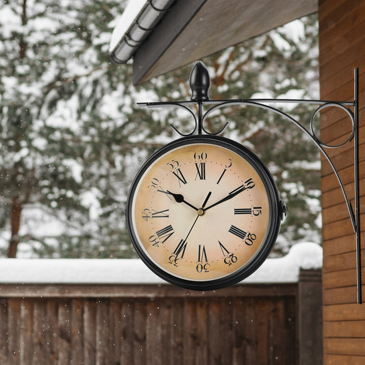 Retro Double Sided Wall Clock Black 