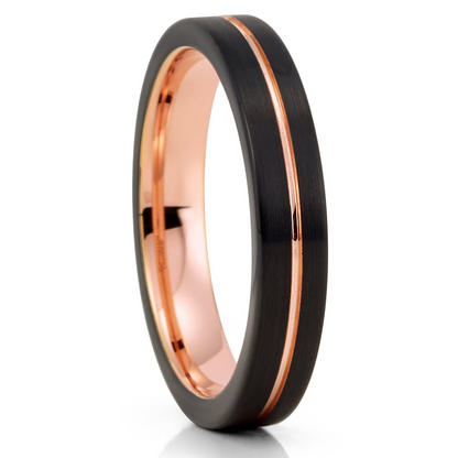 BagueElegante - Black Tungsten Ring with Pink Slot