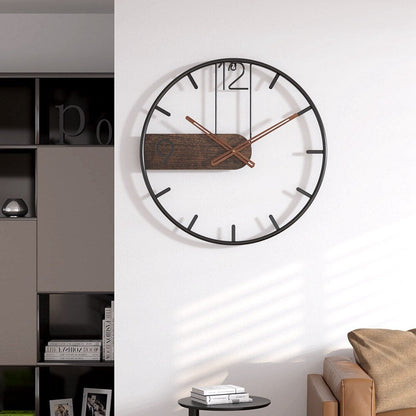 Elegant Wall Clock in Steel and Walnut Wood