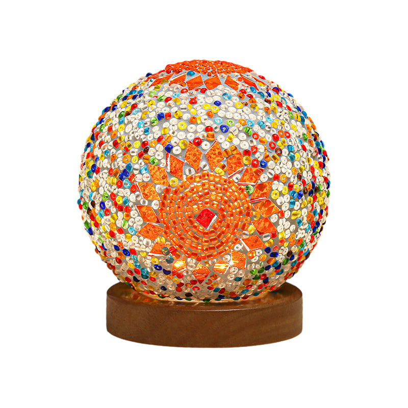 GloedNest - Spherical LED Dimmable Glass Bohemian Baroque Table Lamp Mosaic Night Light 3.9" 