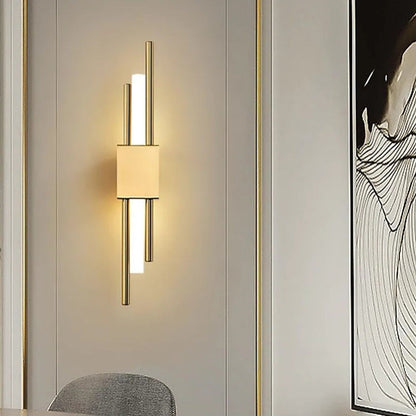 LuminArt - Stylish Black/Gold LED Wall Lamp for Bedroom 