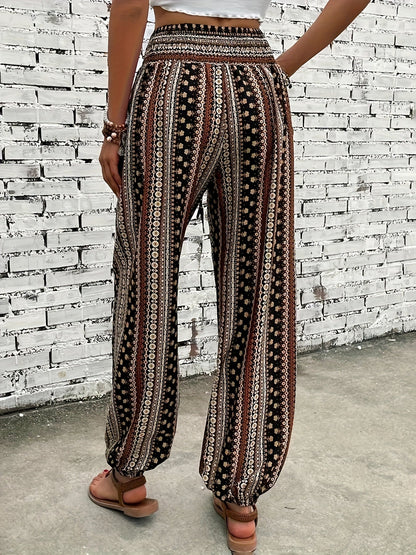 BohoBries | High-Waist Printed Trousers