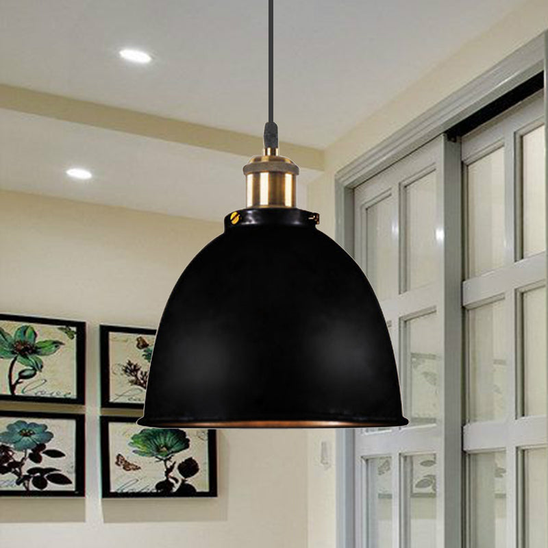 Atmospheric Dome - Hanging Lamp of Wrought Iron with Black/Rust Cable 