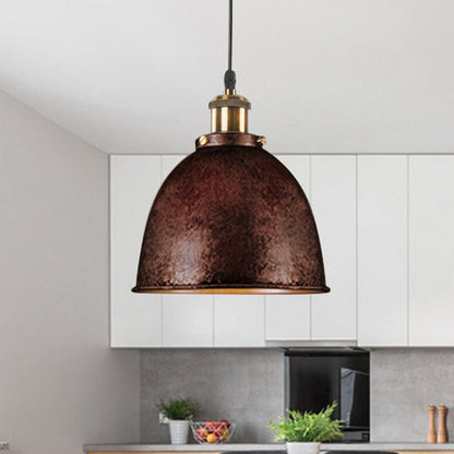 Atmospheric Dome - Hanging Lamp of Wrought Iron with Black/Rust Cable 