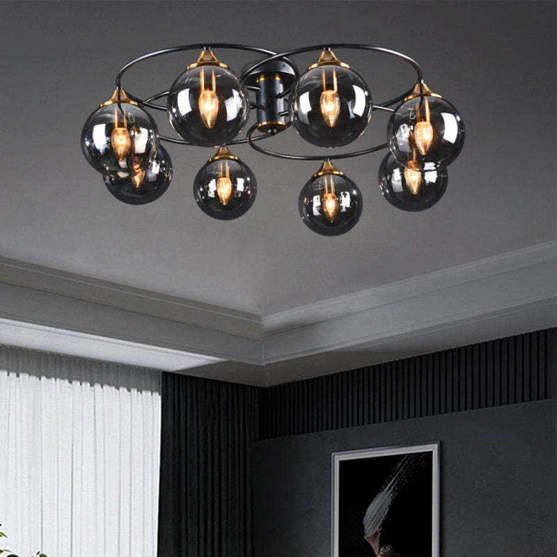 ValentinaLuxe - Vintage round smoked glass chandelier 