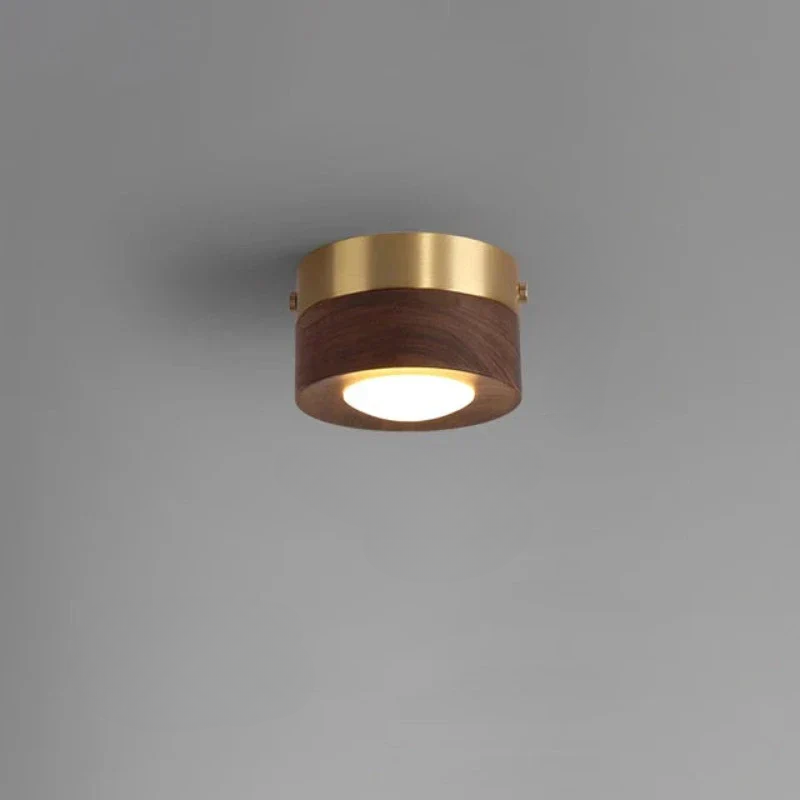 WoodAura - Notenhouten Plafondlamp met LED Spot