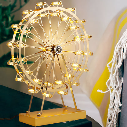 LumiFerris - Iron Golden Ferris Wheel Table Lamp with Integrated LED and Touch Switch