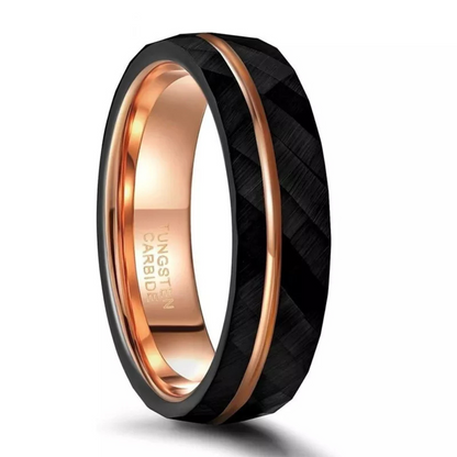 BagueElegante - Black Tungsten Ring with Pink Slot