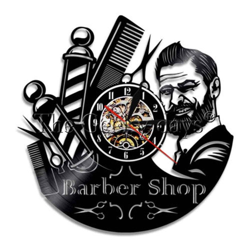 BarberTime - Stijlvolle vinyl wandklok voor kapperszaken