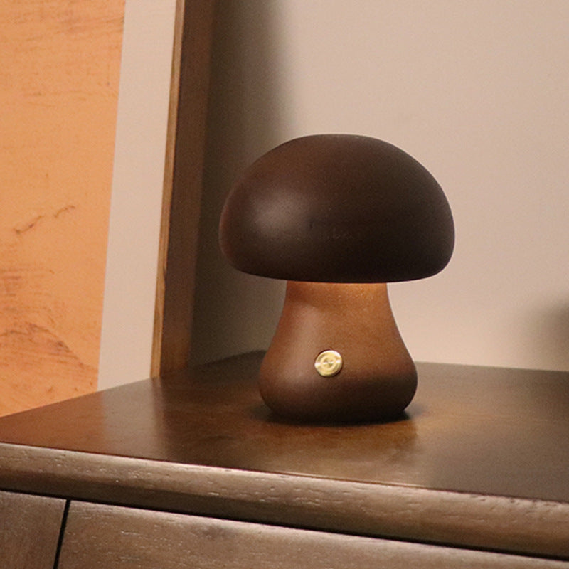 LUMONIGHT | Wooden Mushroom LED Night Light with Touch Switch | Atmospheric Lighting | Child Friendly 