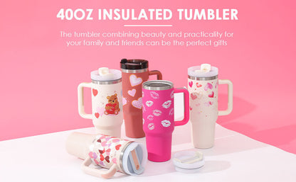 Insulated Mug with Handle and Straw | 40 oz