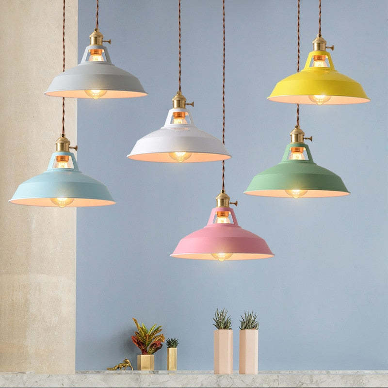 Morandi Modern LED Metal Pendant Lamp for Colorful Sleep 