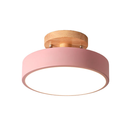 LED Tambour Scandinavische Plafondlamp met Hout