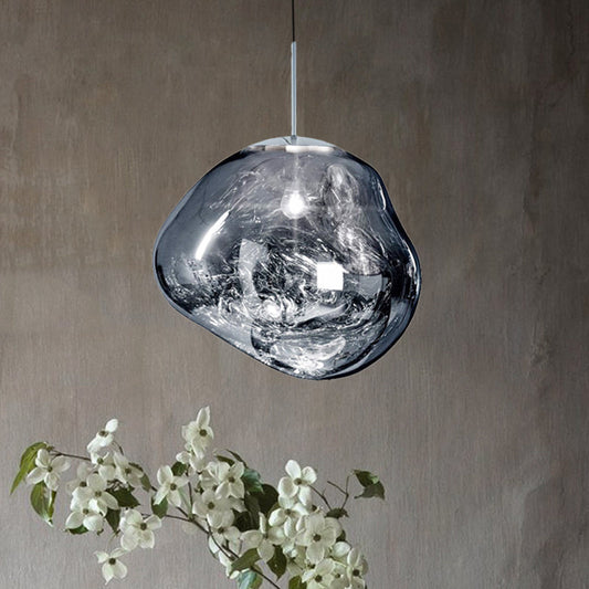 Modern Pendant Lamp - Silver/Red Glass 