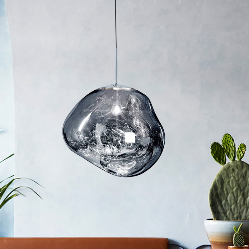 Modern Pendant Lamp - Silver/Red Glass 