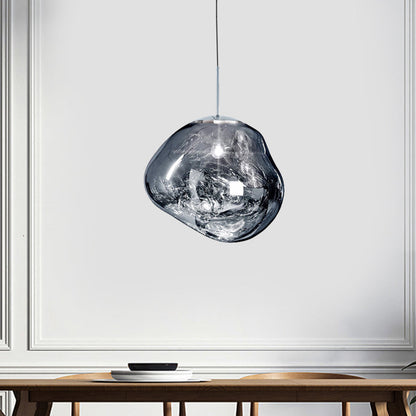 Modern Pendant Lamp - Silver/Red Glass 