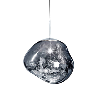 Modern Pendant Lamp - Silver/Red Glass 