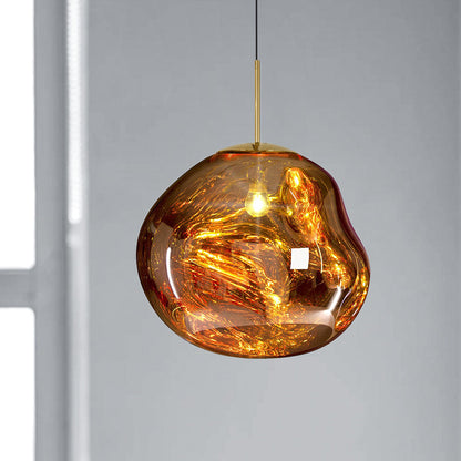 Modern Pendant Lamp - Silver/Red Glass 