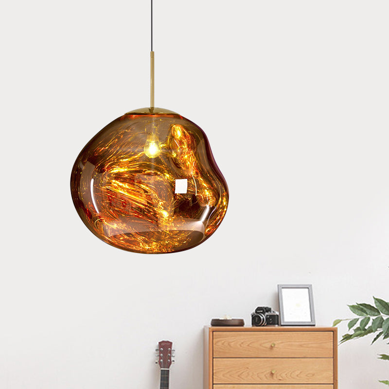 Modern Pendant Lamp - Silver/Red Glass 