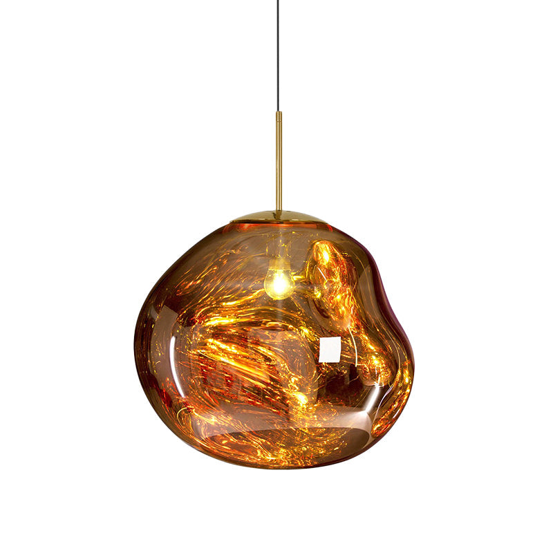 Modern Pendant Lamp - Silver/Red Glass 