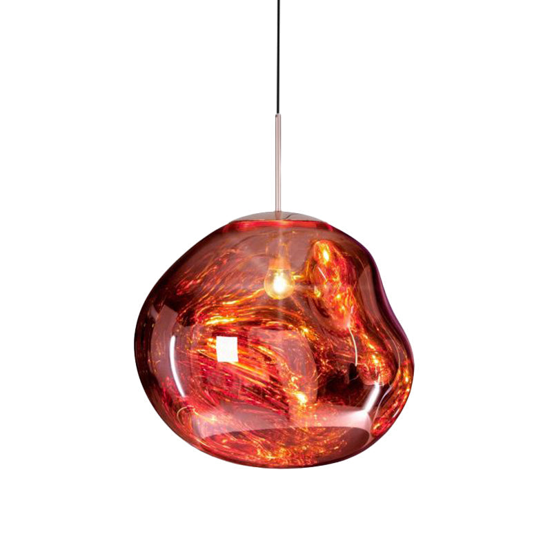 Modern Pendant Lamp - Silver/Red Glass 