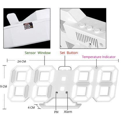 GloTime - LED Digitale Multifunctionele Wandklok