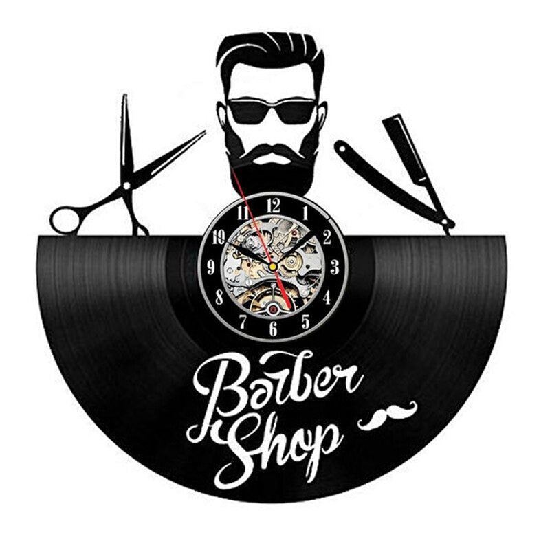 BarberTime - Stijlvolle vinyl wandklok voor kapperszaken