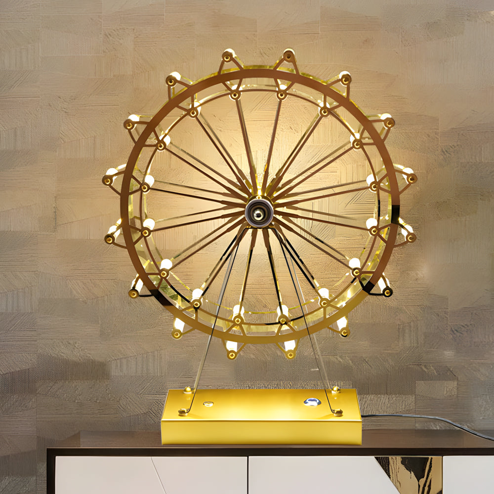 LumiFerris - Iron Golden Ferris Wheel Table Lamp with Integrated LED and Touch Switch