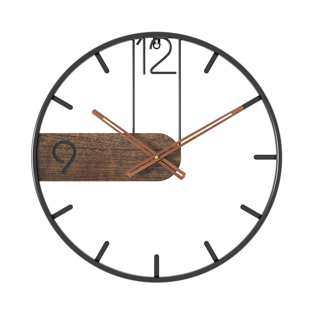 Elegant Wall Clock in Steel and Walnut Wood