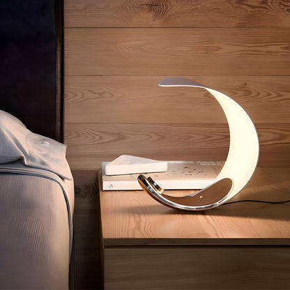 LumiMoon - Aluminum Curved Moon Shaped D76 LED Table Lamp with Touch Dimming