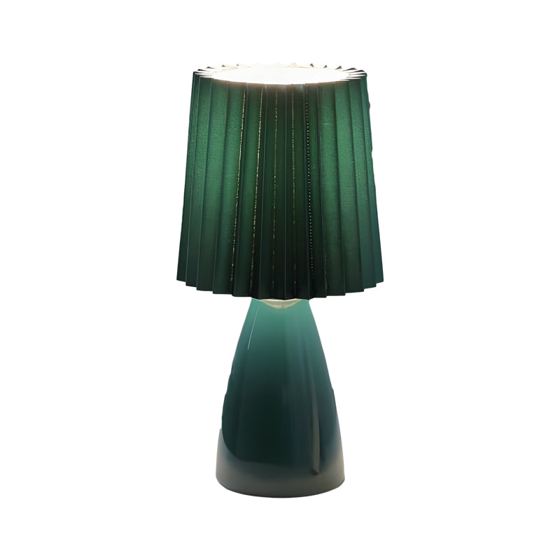 12'' Pleated Fabrics - Table Lamp with Glass Base and USB, Dimmable with 1 Light Point