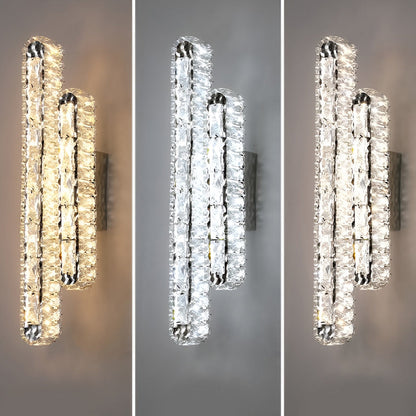 Lumina - Double Strip LED Crystal Modern Wall Lamp with Three-Step Dimming Function