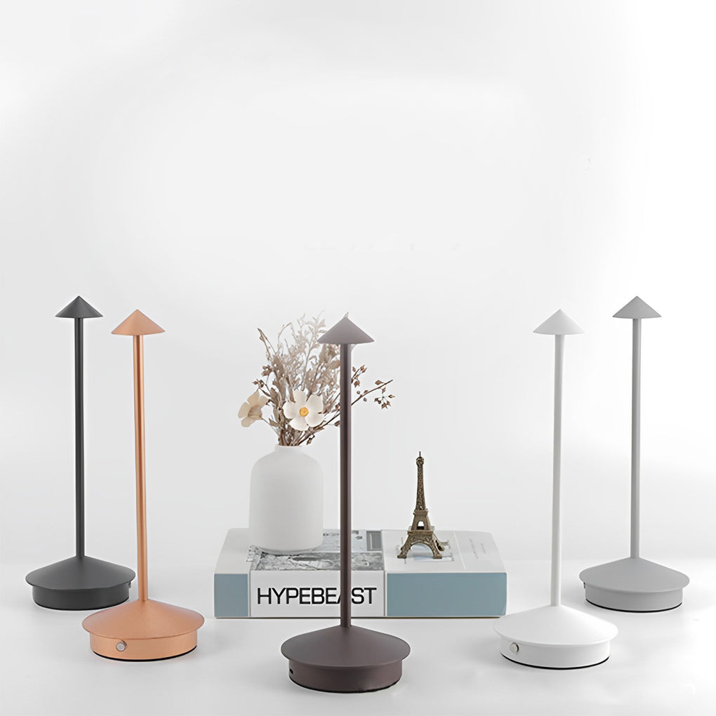 ArtiGlow - Long Rod Triangle Mushroom Table Lamp with 3-Step Dimmable USB Touch On/Off 