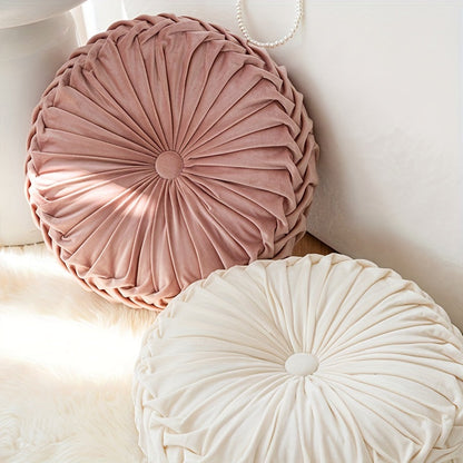 PumpkinVelvet - Round Cushion of Soft Velvet for Living Room and Office 