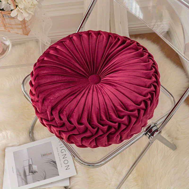 PumpkinVelvet - Round Cushion of Soft Velvet for Living Room and Office 