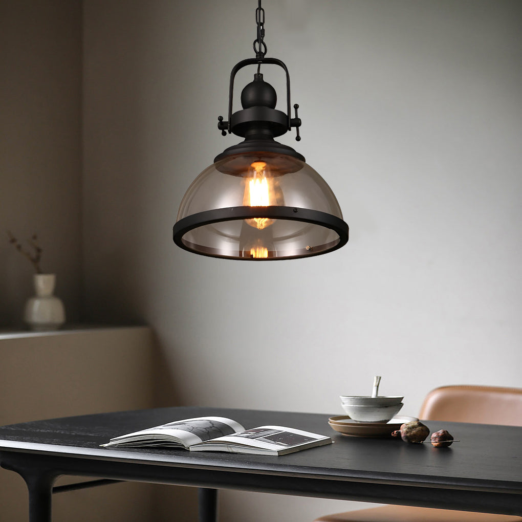 Antique Glass and Iron Retro Industrial Pendant Lamp