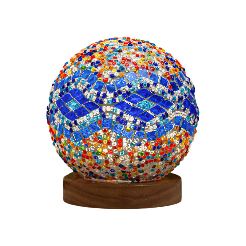 GloedNest - Spherical LED Dimmable Glass Bohemian Baroque Table Lamp Mosaic Night Light 3.9" 