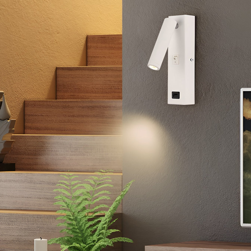 ArtiLicht - Rectangular Adjustable LED Modern Wall Lamp with Switch and USB Charging Port