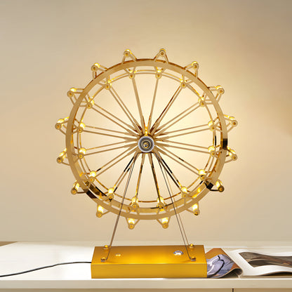 LumiFerris - Iron Golden Ferris Wheel Table Lamp with Integrated LED and Touch Switch