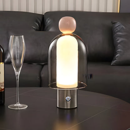 Easy Peasy - Clear Glass Rechargeable Battery Table Lamp with LED Stepless Dimming 