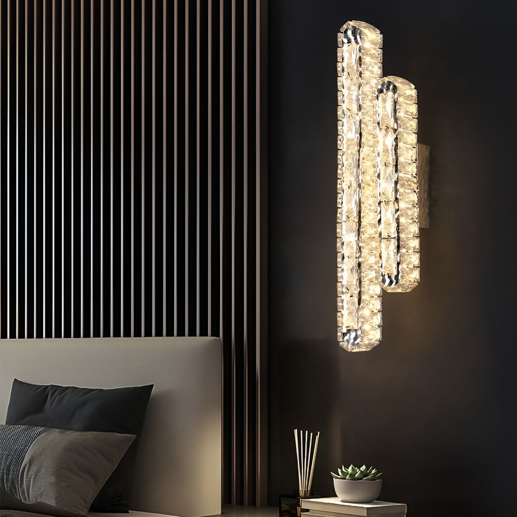 Lumina - Double Strip LED Crystal Modern Wall Lamp with Three-Step Dimming Function