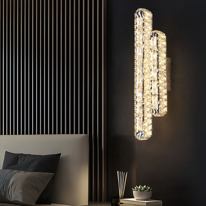 Lumina - Double Strip LED Crystal Modern Wall Lamp with Three-Step Dimming Function