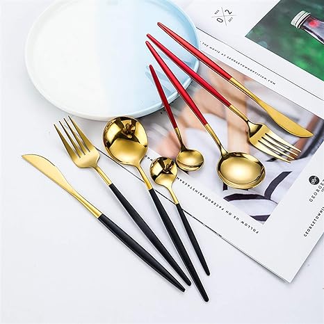 Luxury Stainless Steel 24-Piece Gold-Silver Cutlery Set 