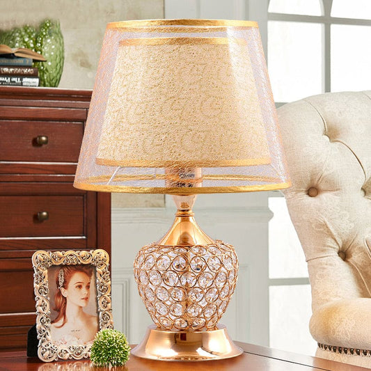 VintageGloed - Retro Urn Bedside Lamp with Double Empire Cone