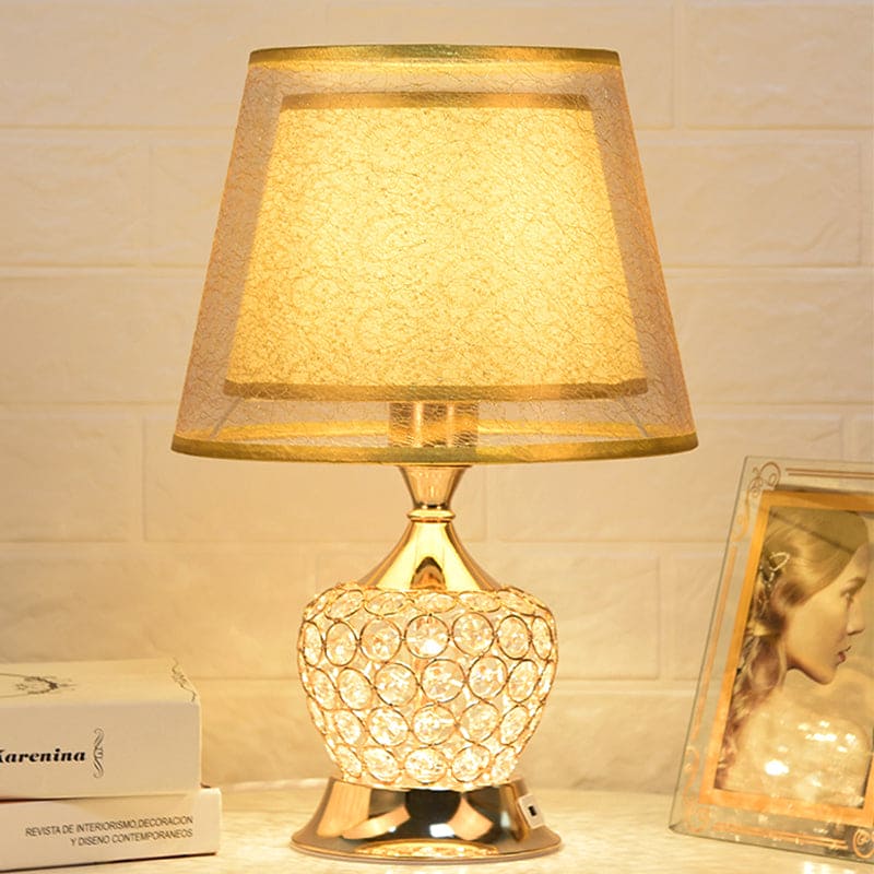 VintageGloed - Retro Urn Bedside Lamp with Double Empire Cone