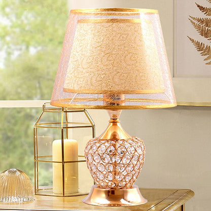 VintageGloed - Retro Urn Bedside Lamp with Double Empire Cone