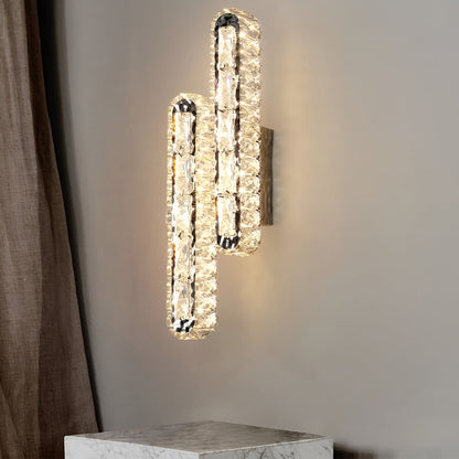 Lumina - Double Strip LED Crystal Modern Wall Lamp with Three-Step Dimming Function