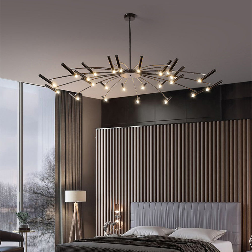 EvetteLuxe - Modern LED chandelier in gold and black 